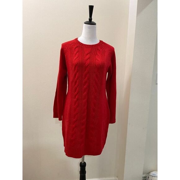 Harper Heritage Francesca's Red Knit Mini Sweater Dress Red Long Sleeve Size M - Picture 2 of 9